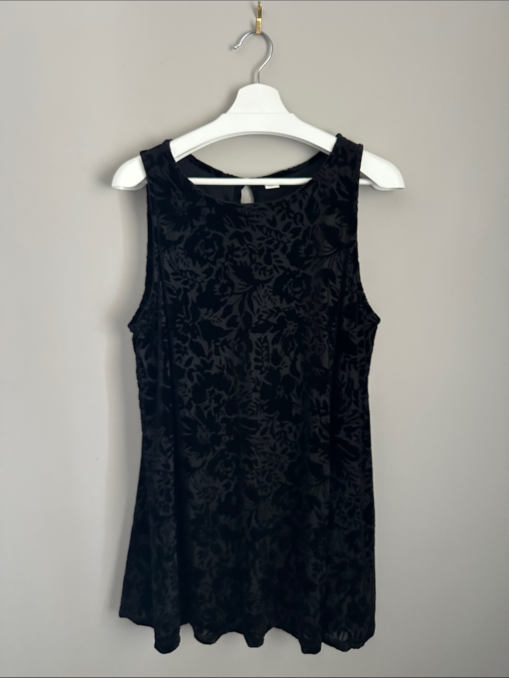 Old Navy Black Sleeveless Floral Burnout Velvet Mini Dress